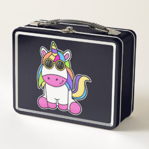 Unicorn with Sunglasses Metal Lunch Box