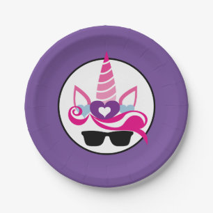 Unicorn with Sunglasses Paper Plate