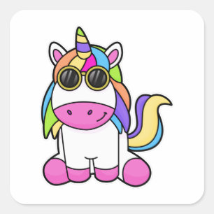 Unicorn with Sunglasses Square Sticker