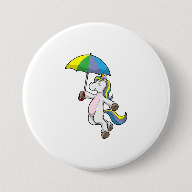 Unicorn with Umbrella 7.5 Cm Round Badge (Front)