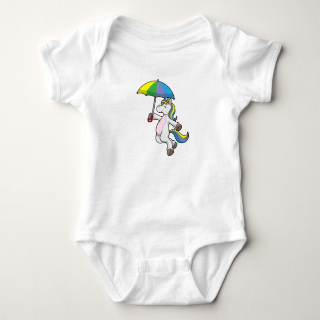 Unicorn with Umbrella Baby Bodysuit (Front)