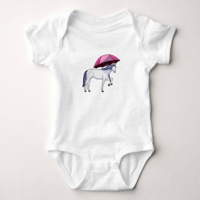 Unicorn with Umbrella Baby Bodysuit (Front)