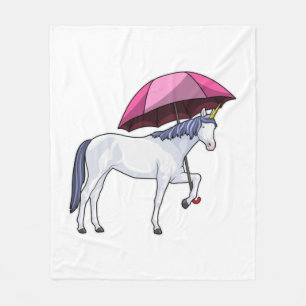 Unicorn with Umbrella Fleece Blanket