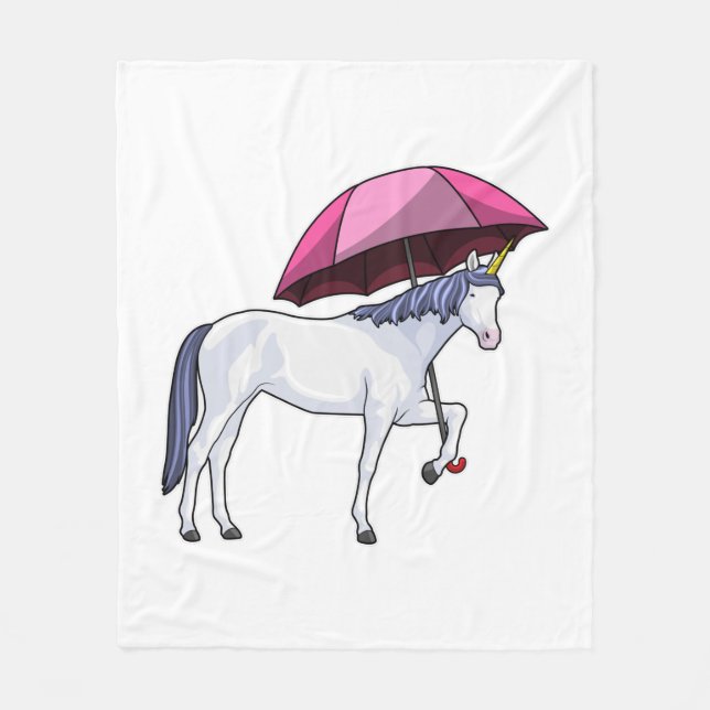 Unicorn with Umbrella Fleece Blanket (Front)