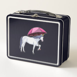 Unicorn with Umbrella Metal Lunch Box