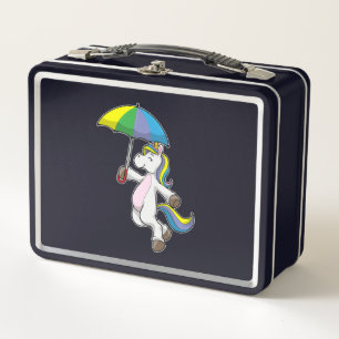 Unicorn with Umbrella Metal Lunch Box