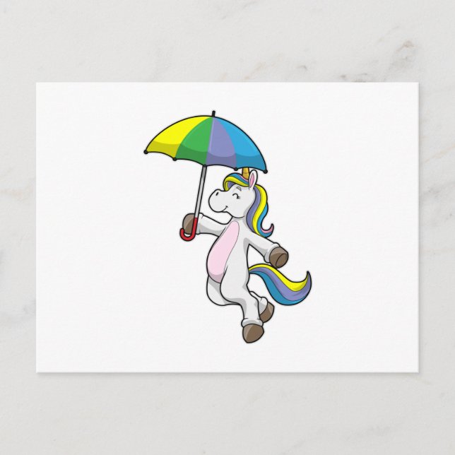Unicorn with Umbrella Postcard (Front)