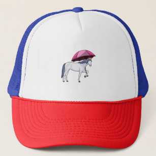 Unicorn with Umbrella Trucker Hat