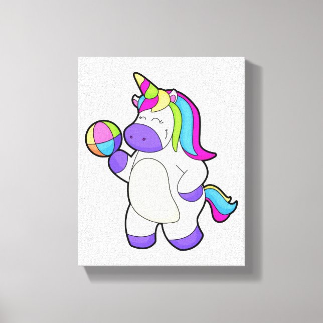 Unicorn with Volleyball Canvas Print (Front)