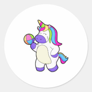 Unicorn with Volleyball Classic Round Sticker