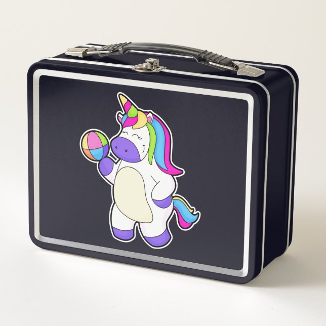 Unicorn with Volleyball Metal Lunch Box (Front)