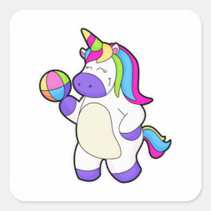 Unicorn with Volleyball Square Sticker