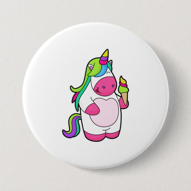 Unicorn with Waffle Ice cream 7.5 Cm Round Badge (Front)