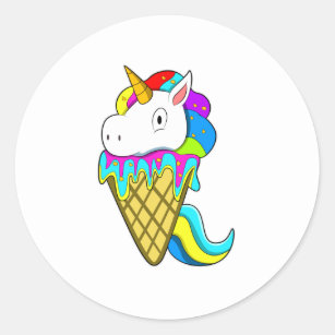Unicorn with Waffle Ice cream Classic Round Sticker