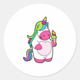 Unicorn with Waffle Ice cream Classic Round Sticker