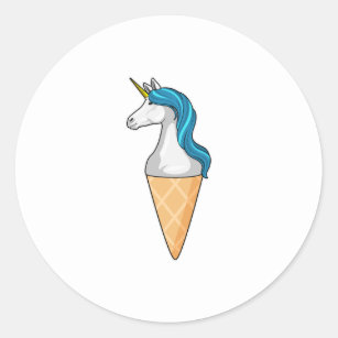 Unicorn with Waffle ice cream Classic Round Sticker