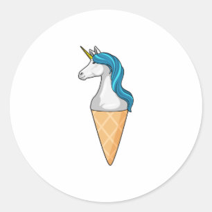 Unicorn with Waffle ice cream Classic Round Sticker