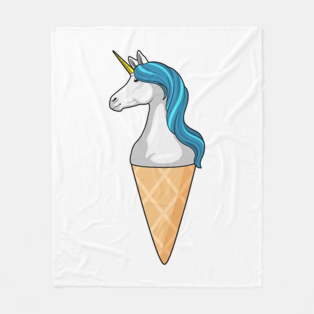 Unicorn with Waffle ice cream Fleece Blanket (Front)