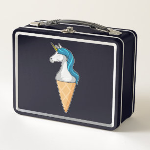 Unicorn with Waffle ice cream Metal Lunch Box