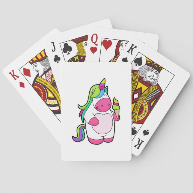 Unicorn with Waffle Ice cream Playing Cards (Back)