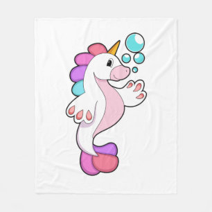 Unicorn with Water bubbles.PNG Fleece Blanket