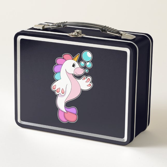 Unicorn with Water bubbles.PNG Metal Lunch Box (Front)