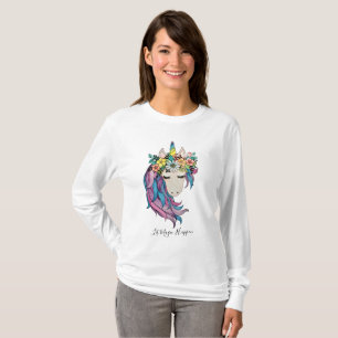 Unicorn With Wild Flowers In Watercolor T-Shirt
