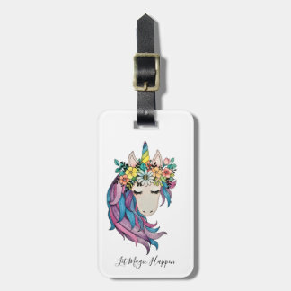 Unicorn With Wildflowers In Watercolor Luggage Tag