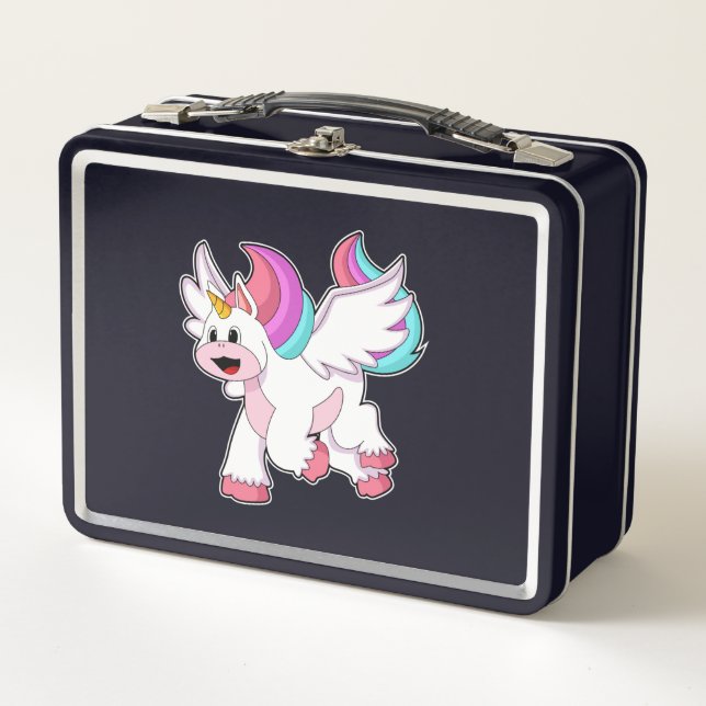 Unicorn with Wing.PNG Metal Lunch Box (Front)