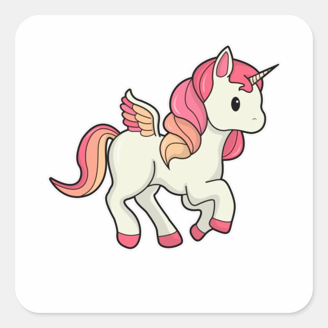 Unicorn with Wings Square Sticker (Front)
