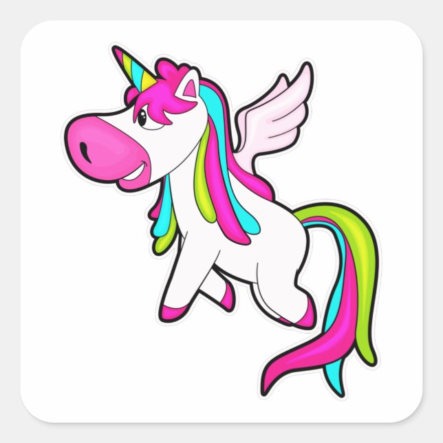 Unicorn with Wings Square Sticker (Front)