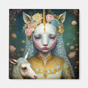 Unicorn Woman Fantasy Art Magnet