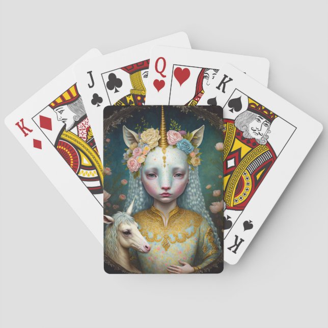 Unicorn Woman Fantasy Art Playing Cards (Back)