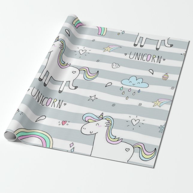 Unicorn Wrapping Paper (Unrolled)