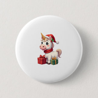 Unicorn Xmas Decoration Santa Unicorn Christmas T- 6 Cm Round Badge