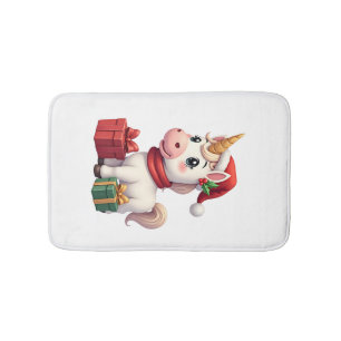 Unicorn Xmas Decoration Santa Unicorn Christmas T- Bath Mat