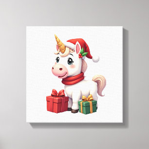 Unicorn Xmas Decoration Santa Unicorn Christmas T- Canvas Print