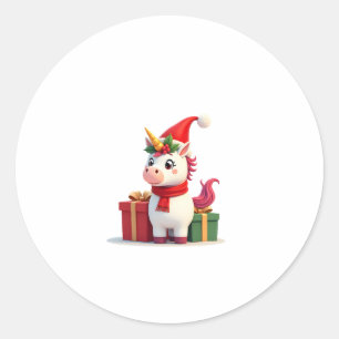 Unicorn Xmas Decoration Santa Unicorn Christmas T- Classic Round Sticker