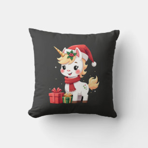 Unicorn Xmas Decoration Santa Unicorn Christmas T- Cushion