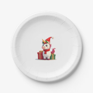 Unicorn Xmas Decoration Santa Unicorn Christmas T- Paper Plate