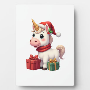 Unicorn Xmas Decoration Santa Unicorn Christmas T- Plaque
