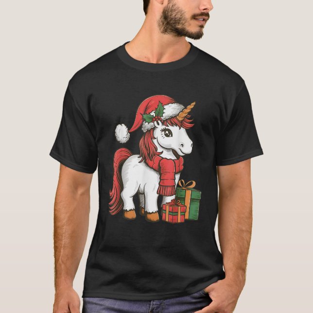 Unicorn Xmas Decoration Santa Unicorn Christmas  T-Shirt (Front)