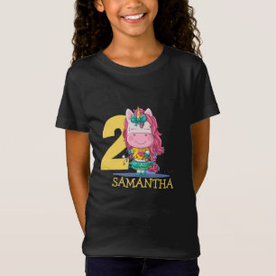 Unicorn yellow 2nd birthday   T-Shirt