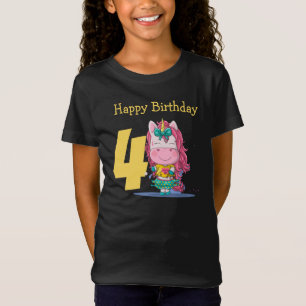 Unicorn yellow 4th birthday T-Shirt