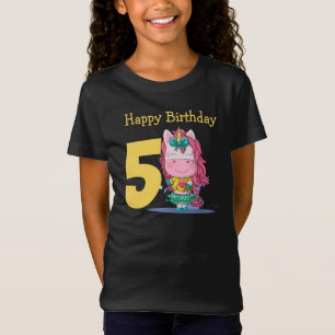 Unicorn yellow 5th birthday T-Shirt