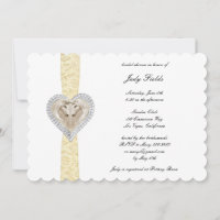 Unicorn Yellow Lace Bridal Shower Invitation