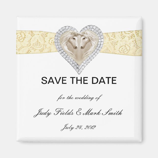 Unicorn Yellow Lace Save The Date Magnet (Front)