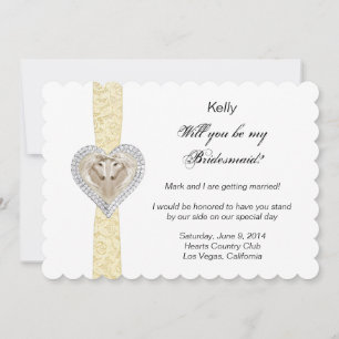 Unicorn Yellow Lace Wedding Bridesmaid Card