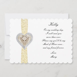 Unicorn Yellow Lace Wedding Maid Of Honour Card