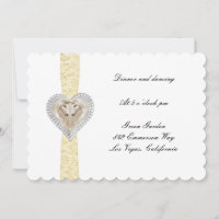 Unicorn Yellow Lace Wedding Reception Card